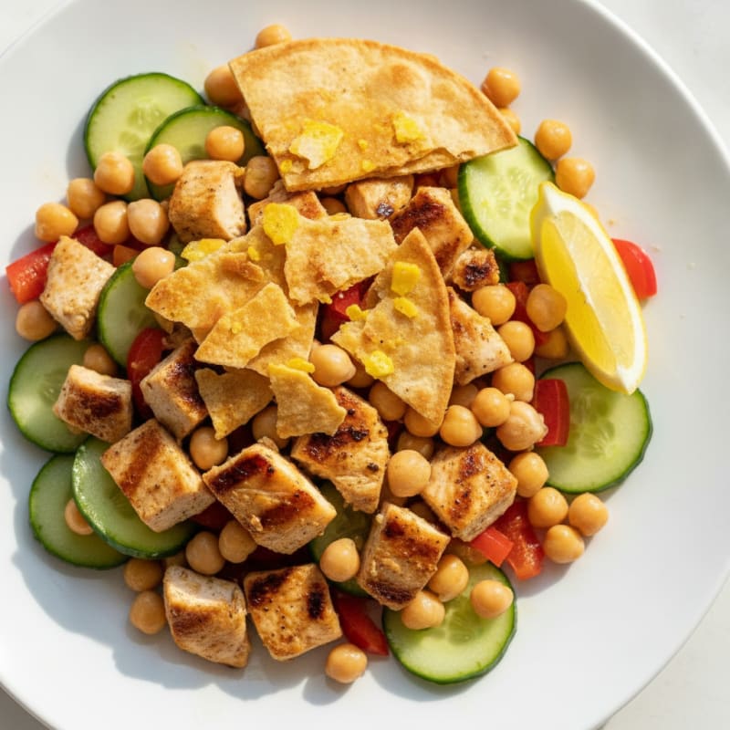 Grilled Chicken and Chickpea Salad with Crunchy Vegetables