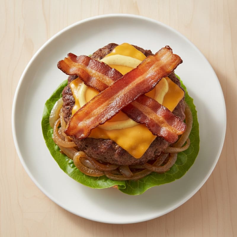 Double Bacon Cheeseburger with Caramelized Onions