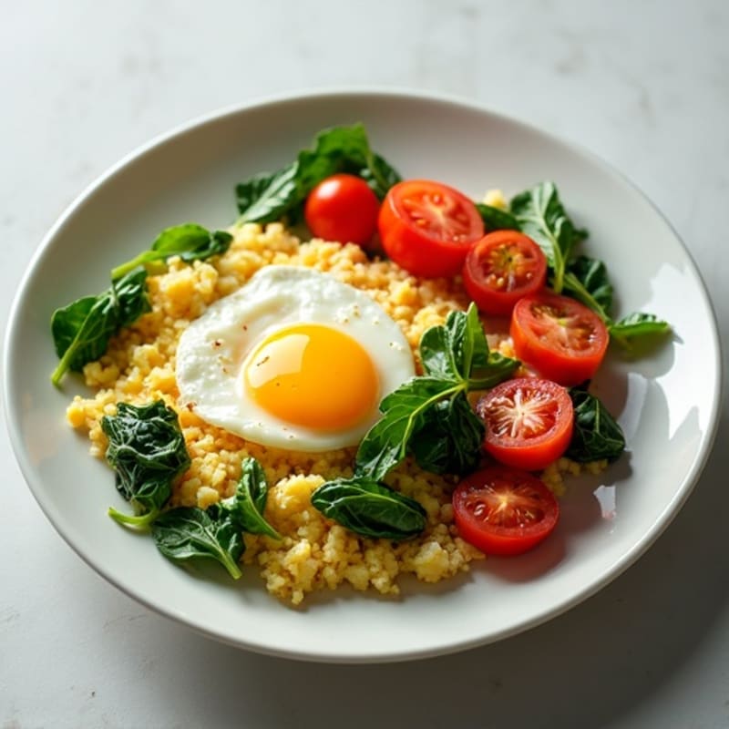 Cottage Cheese Egg White Scramble with Spinach and Tomatoes