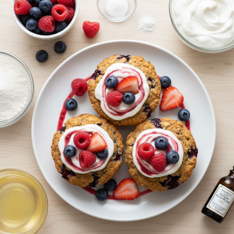 Protein Muffins with Greek Yogurt and Mixed Berries