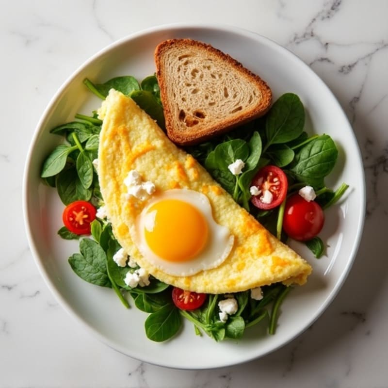 Egg White Spinach Omelette with Cottage Cheese and Tomatoes