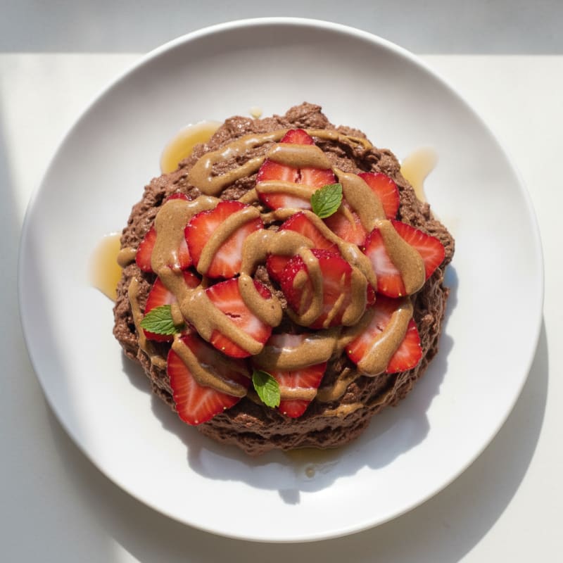 Chocolate Protein Mousse with Sliced Strawberries