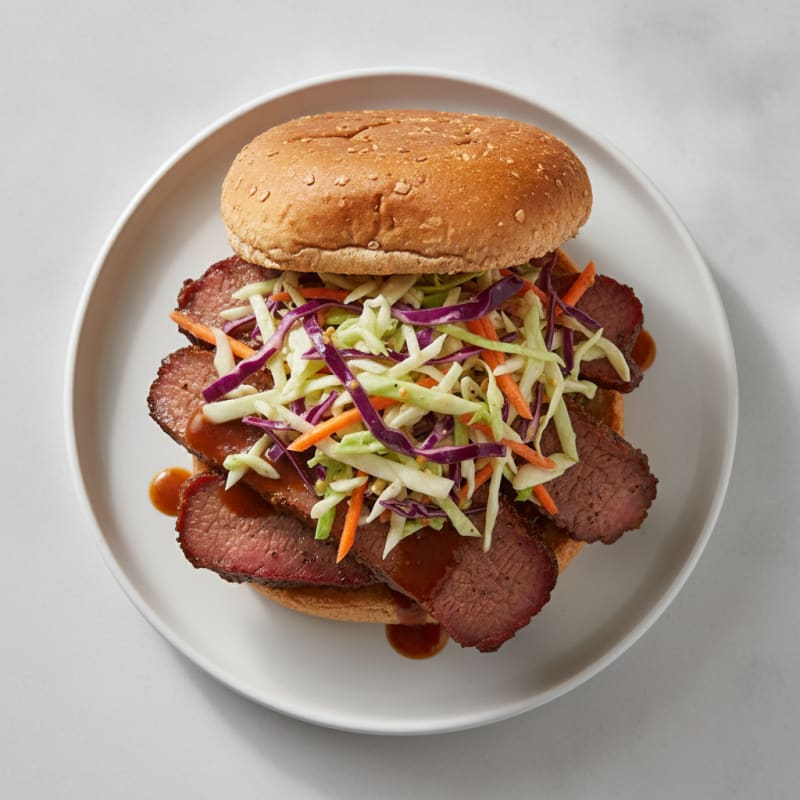 Smoky Brisket Sandwich with Tangy Slaw