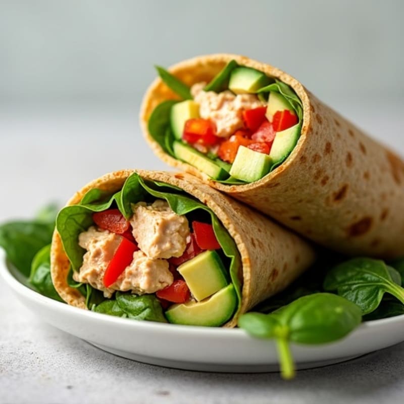 Healthy Spicy Tuna Wraps with Fresh Veggies