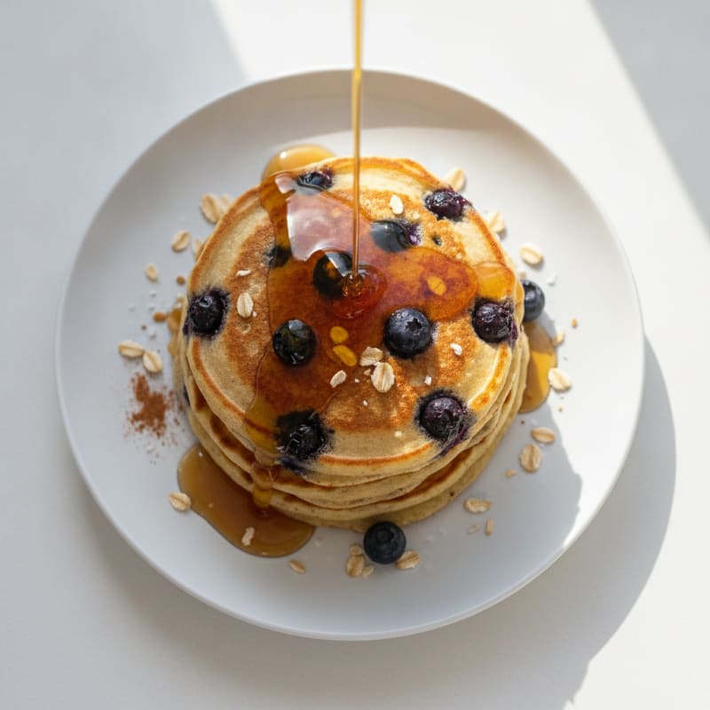 Blueberry Protein Pancakes with Maple Syrup