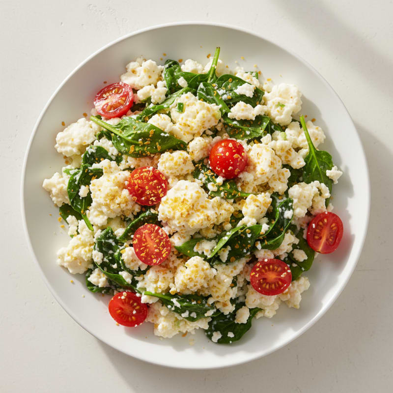 Egg White and Cottage Cheese Scramble with Spinach