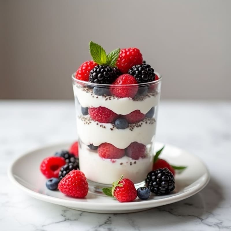 Greek Yogurt Parfait with Mixed Berries and Chia Seeds