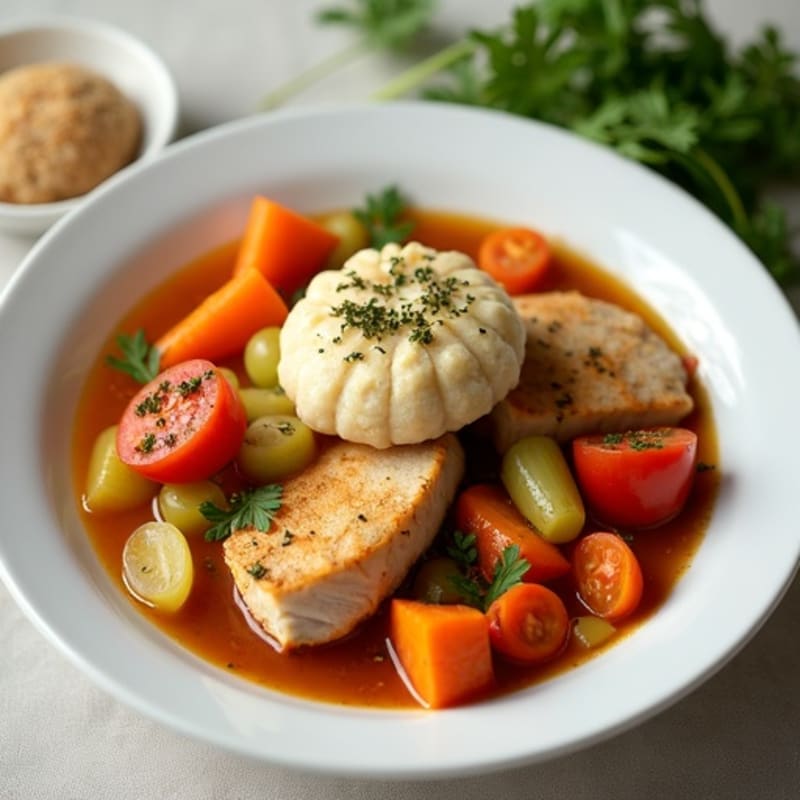Chicken and Vegetable Stew with Fluffy Herb Dumplings