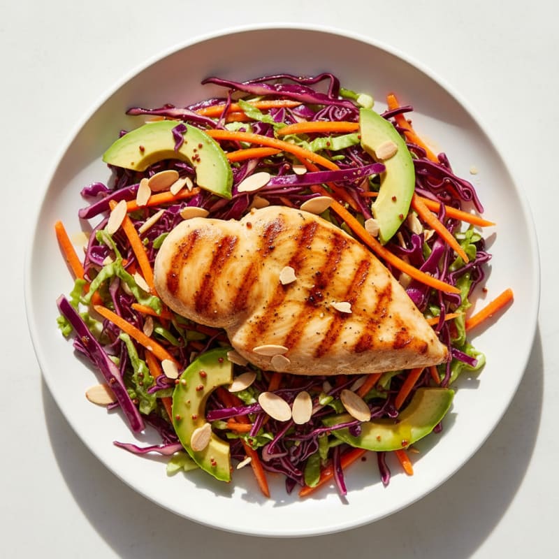 Grilled Chicken Breast with Crunchy Cabbage Slaw