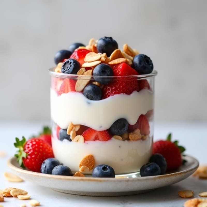 Greek Yogurt Protein Parfait with Berries and Almonds