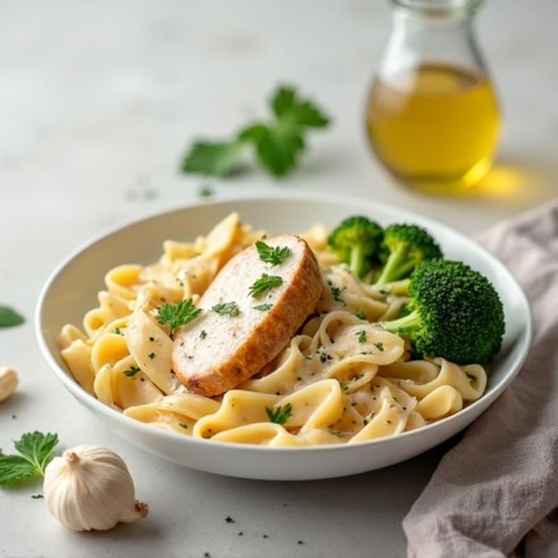 Healthy Creamy Chicken Alfredo Pasta