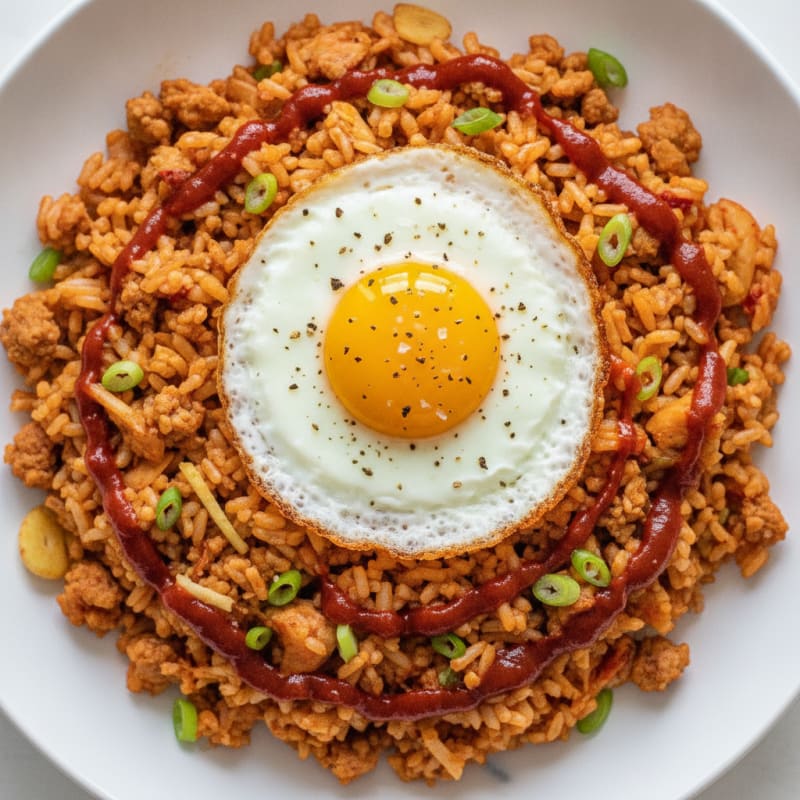 Kimchi Fried Rice with Fried Egg