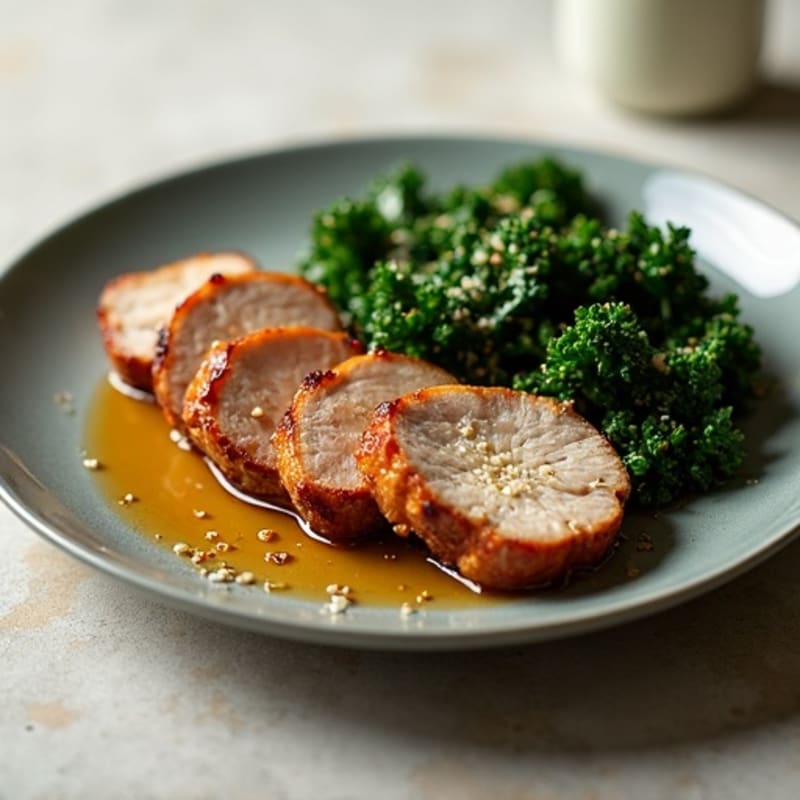 Honey-Garlic Roasted Pork Tenderloin with Sautéed Greens