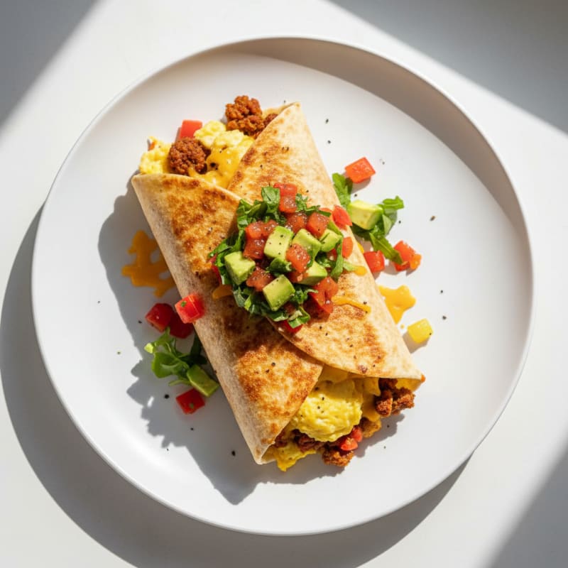 Crispy Chorizo and Egg Breakfast Burrito