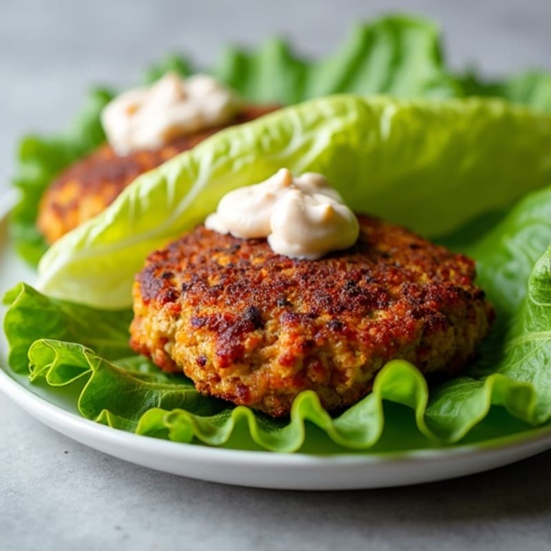 Crispy Black Bean Veggie Burger Lettuce Wraps with Creamy Chipotle Sauce