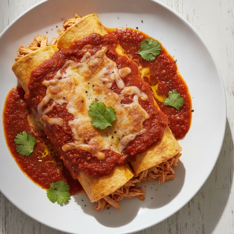 Chicken Enchiladas with Red Chili Sauce