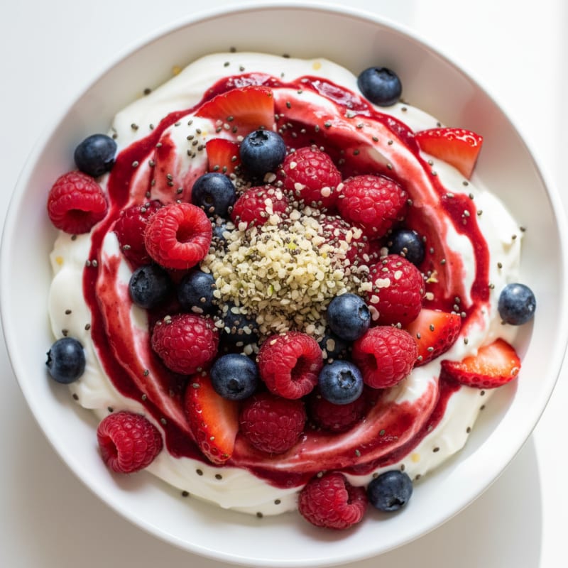 Greek Yogurt Protein Parfait with Mixed Berries