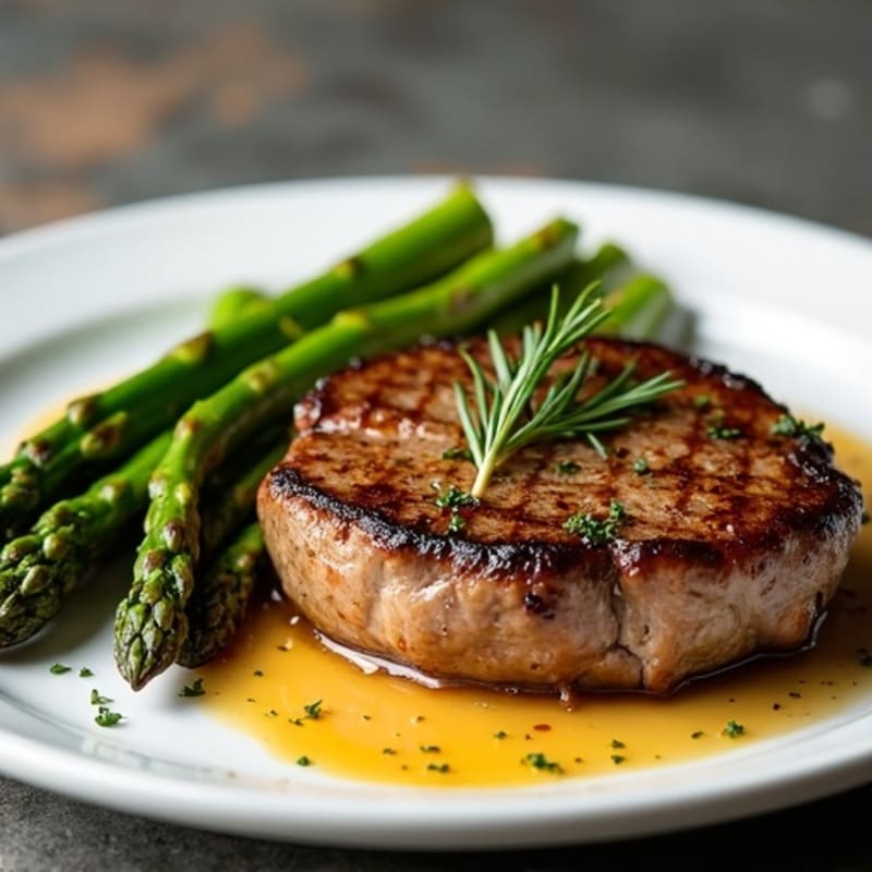 Garlic-Herb Pan-Seared Steak with Roasted Asparagus