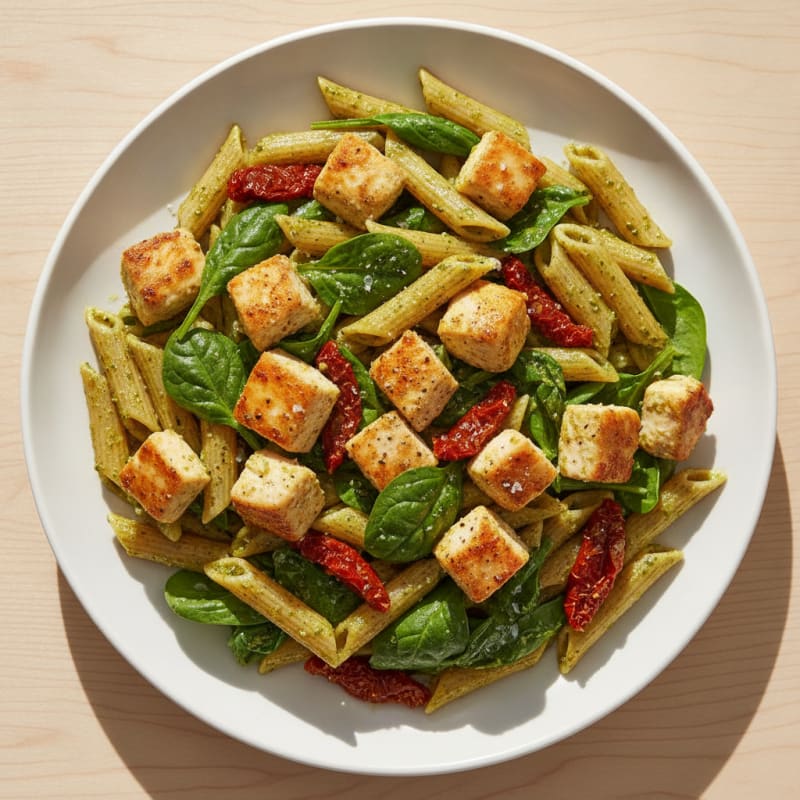 Pesto Chicken Pasta with Sun-Dried Tomatoes
