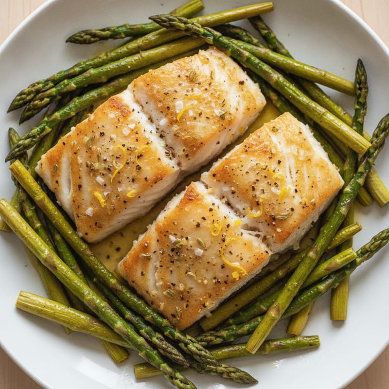 Lemon Herb Baked Cod with Roasted Asparagus