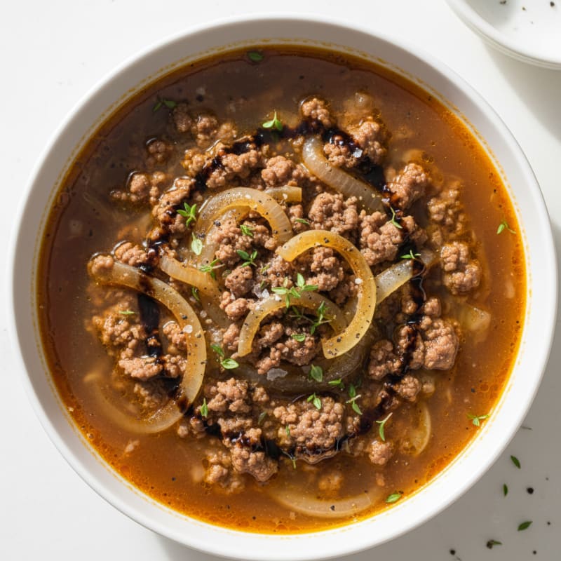 Caramelized Onion and Silky Beef Broth