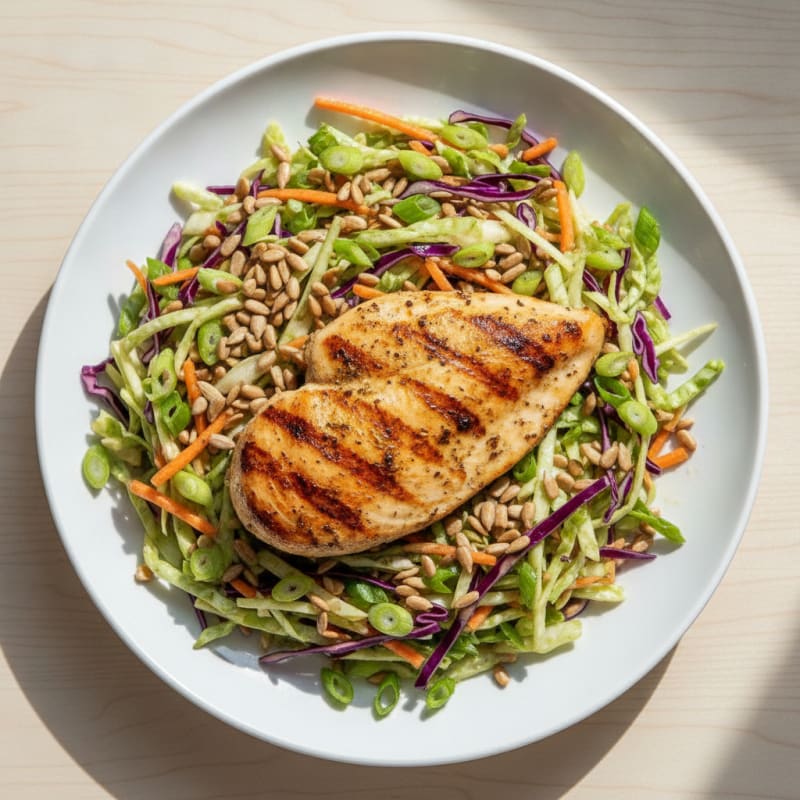 Grilled Chicken Breast with Crunchy Cabbage Slaw