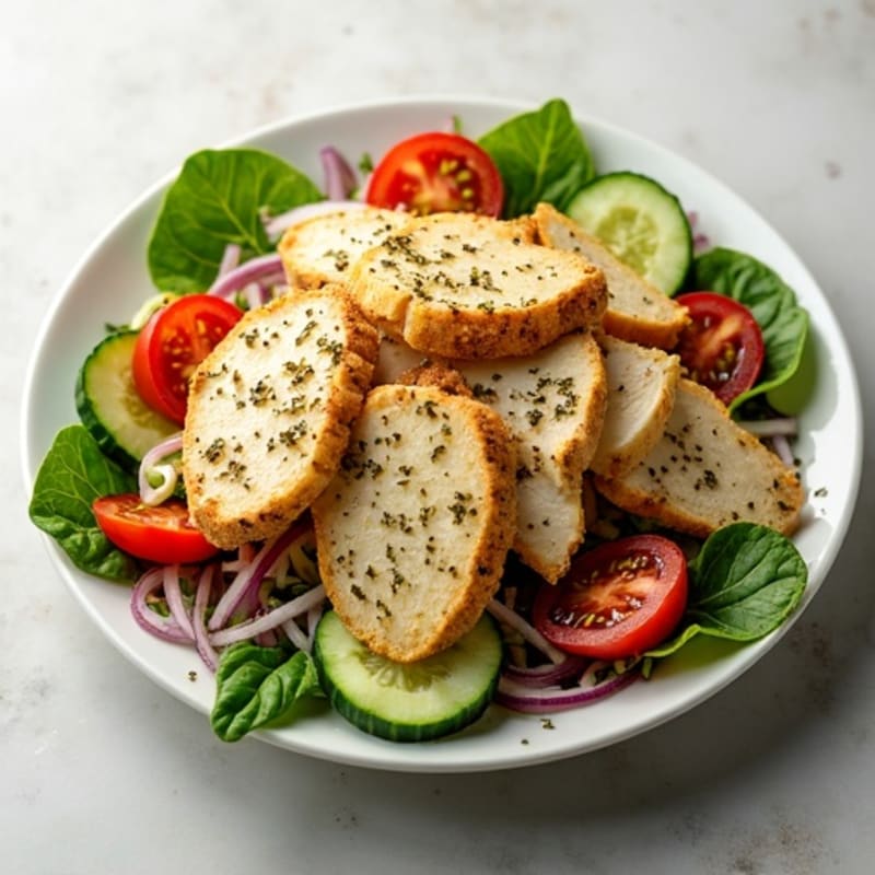 Crispy Chopped Turkey and Provolone Salad with Fresh Vegetables and Herb Vinaigrette