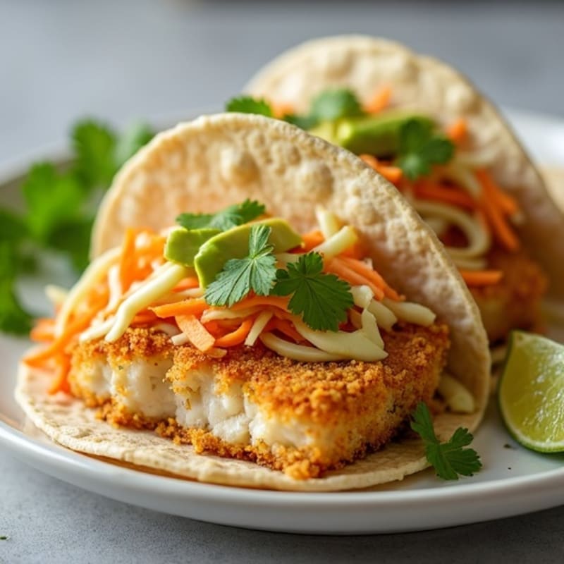 Crispy Baked Fish Tacos with Fresh Slaw