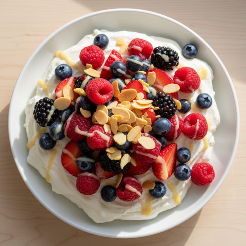 Greek Yogurt Protein Mousse with Mixed Berries