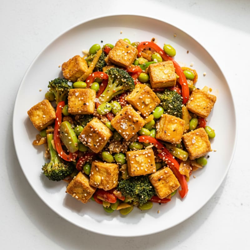 Crispy Sesame-Ginger Tofu Stir-Fry