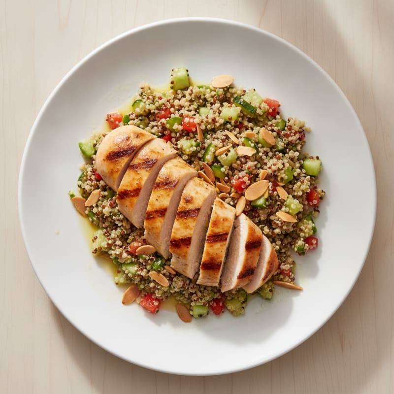 Grilled Chicken Breast with Crunchy Quinoa Salad