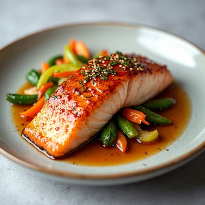 Honey-Ginger Glazed Salmon with Sesame Vegetables