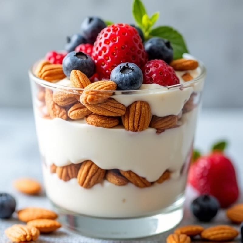 Crunchy Greek Yogurt Parfait with Honey-Roasted Almonds