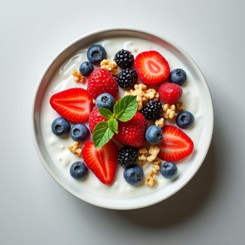 Creamy Greek Yogurt with Fresh Berries and Crunchy Walnuts