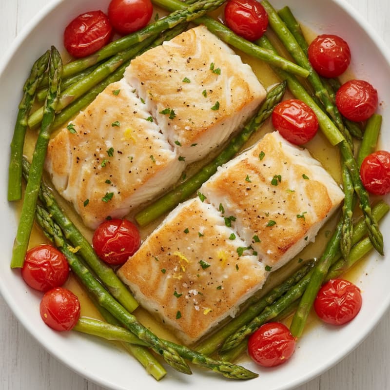 Lemon Herb Baked Cod with Asparagus