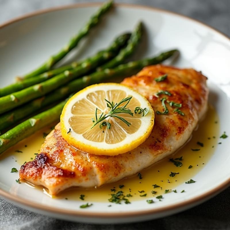 Crispy Lemon Herb Roasted Chicken with Roasted Asparagus