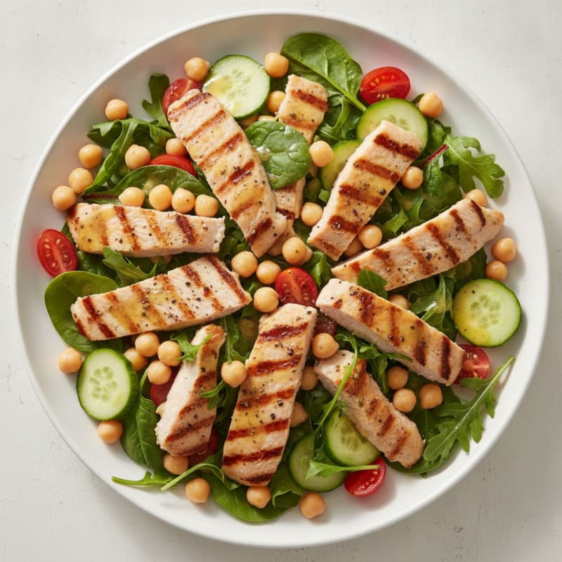 Grilled Turkey Breast Salad with Chickpeas and Lemon Vinaigrette