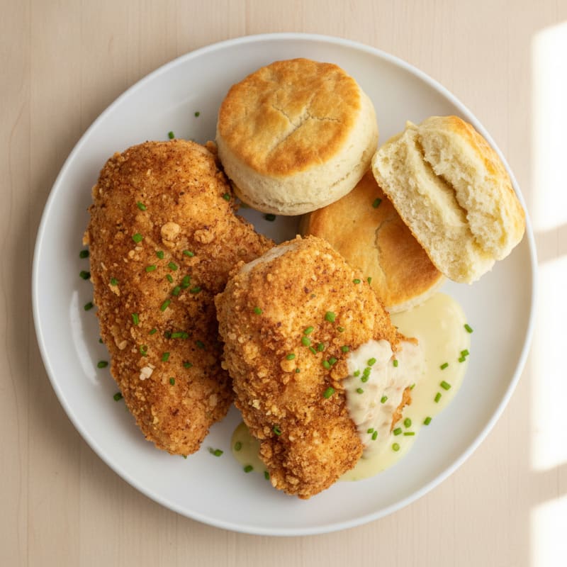 Buttermilk Fried Chicken with Fluffy Biscuits