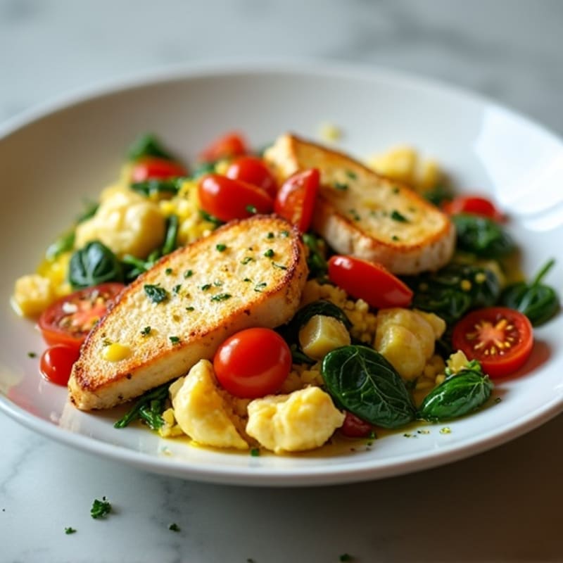 Egg White and Chicken Veggie Scramble