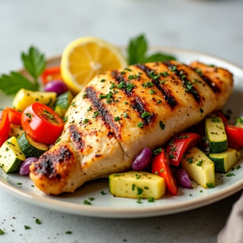 Lemon-Herb Grilled Chicken with Fresh Crispy Vegetables