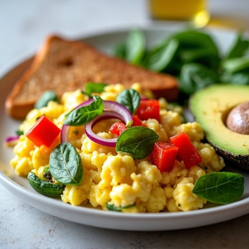Egg White Vegetable Scramble with Turkey Sausage