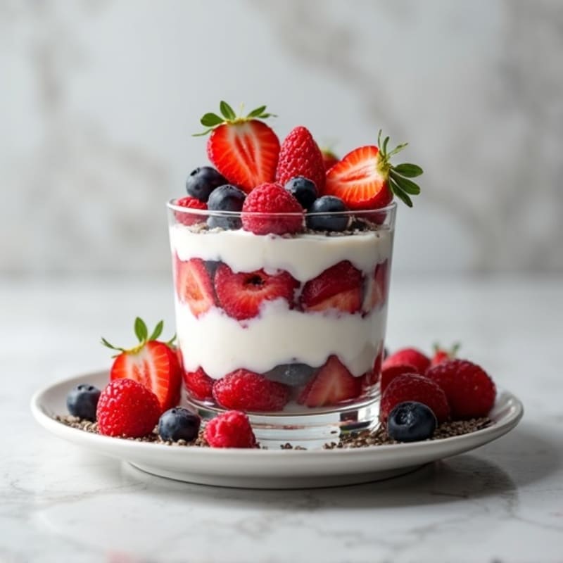 Greek Yogurt Parfait with Fresh Berries and Chia Seeds