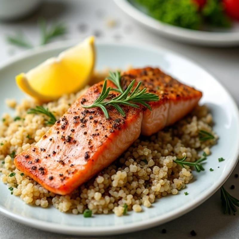Herb-Crusted Pan Seared Salmon with Quinoa