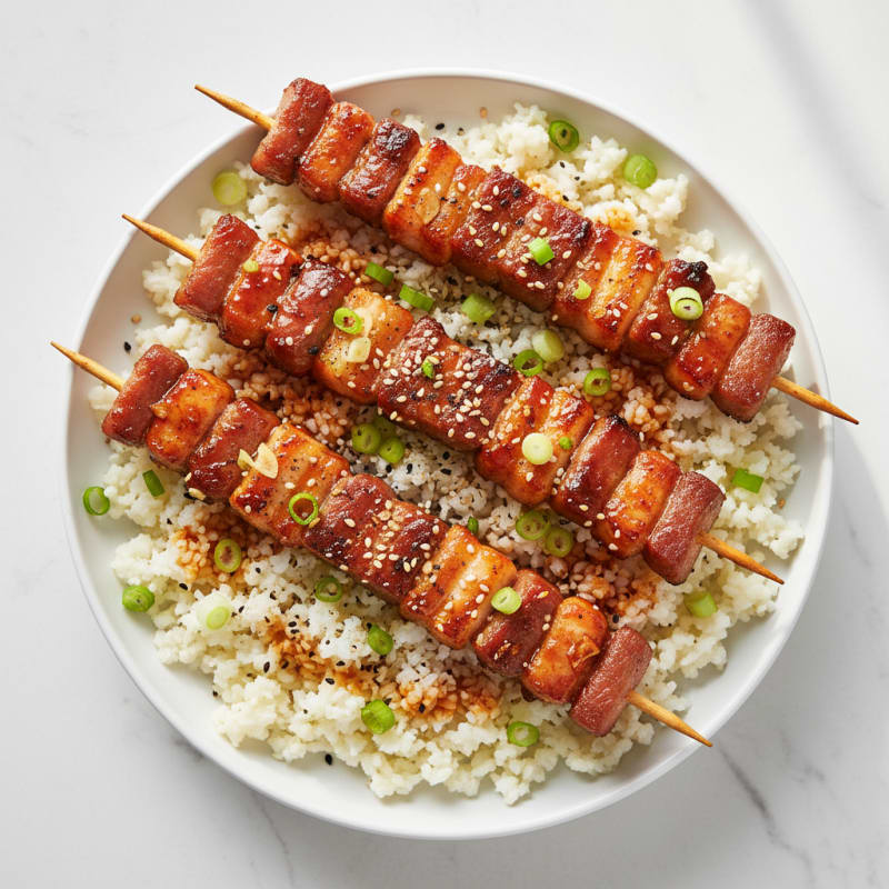 Spicy Gochujang Pork Belly Skewers
