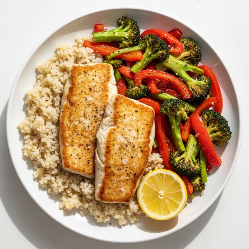 Pan-Seared Tilapia with Quinoa and Roasted Vegetables
