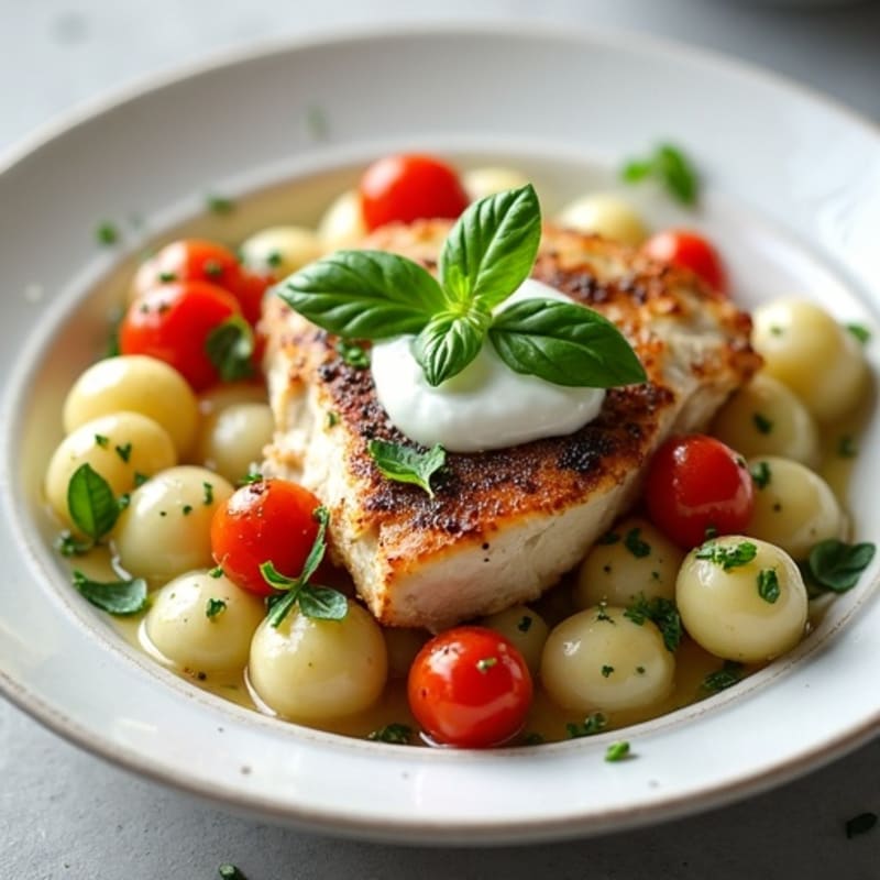 Creamy Basil Pesto Gnocchi with Roasted Cherry Tomatoes