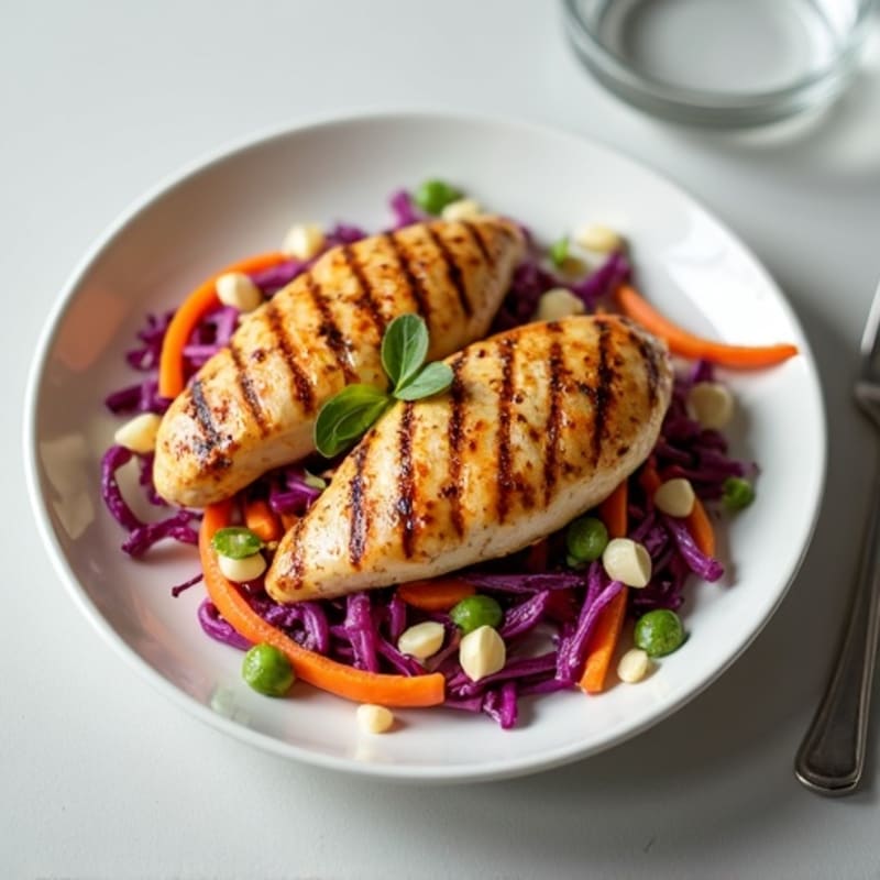 Grilled Chicken Breast with Crunchy Cabbage Slaw