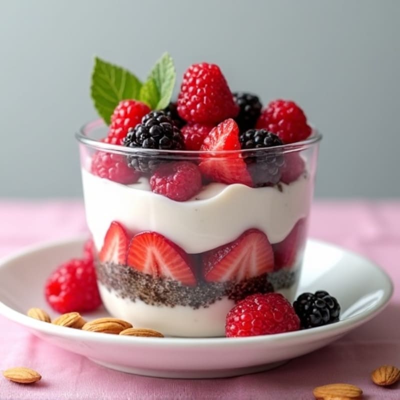 Greek Yogurt Protein Parfait with Mixed Berries