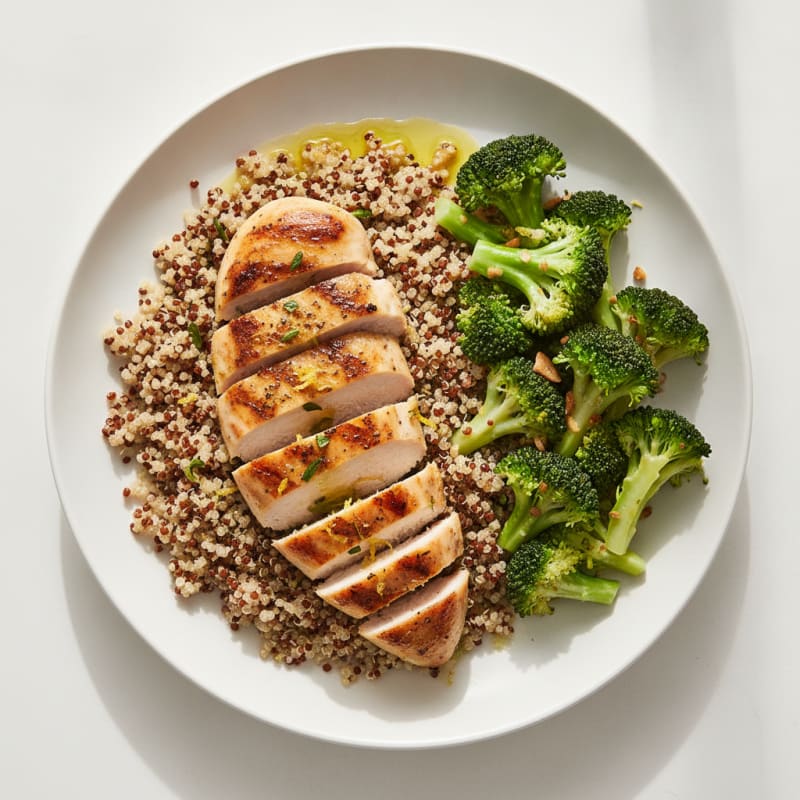 Grilled Chicken Breast with Quinoa and Steamed Broccoli