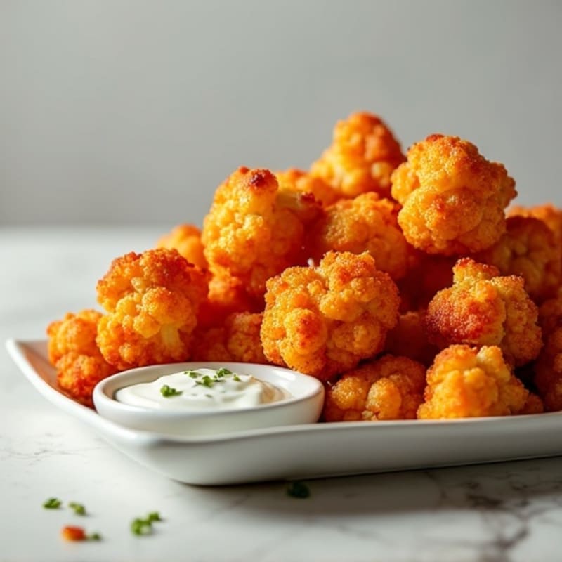 Buffalo Roasted Crispy Cauliflower Bites
